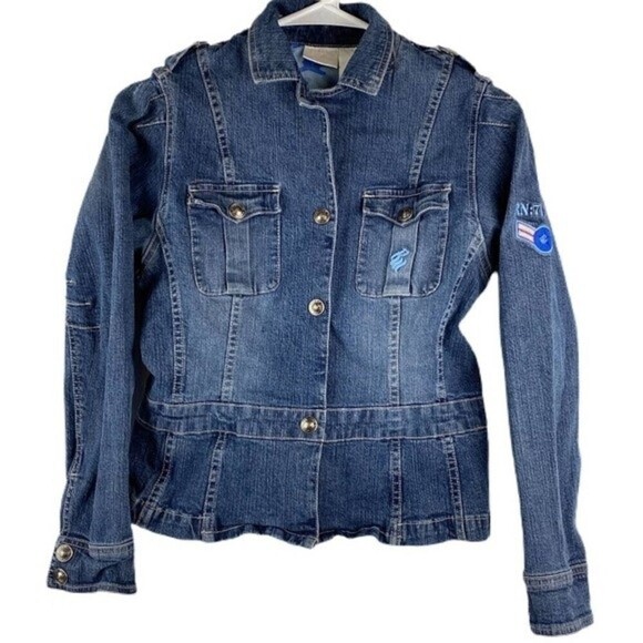 Rocawear Denim Jacket Womens Size 12/14 Button Up Pockets Ladies Casual Jacket - Picture 1 of 11